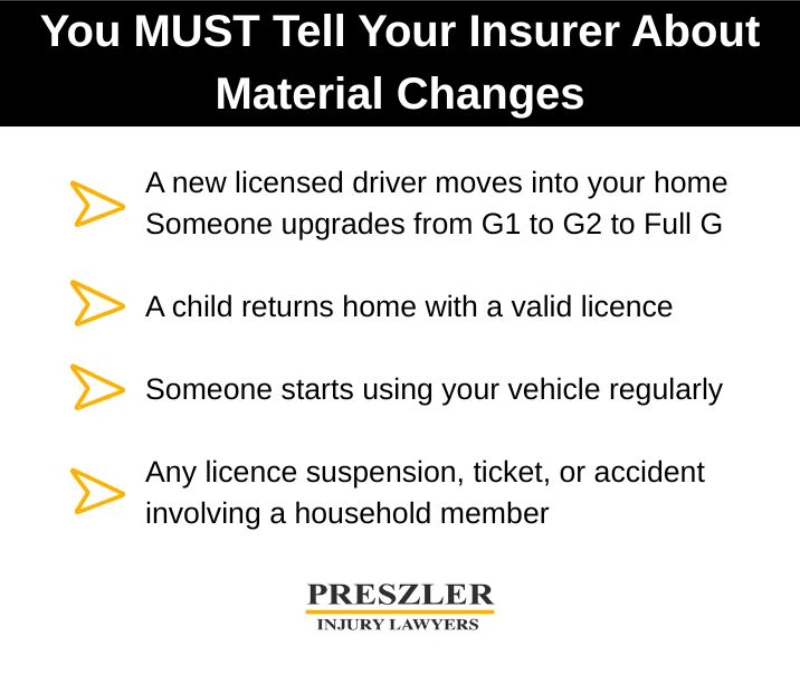 Description Explaining Material Changes That Must Be Explained To Your Auto Insurer